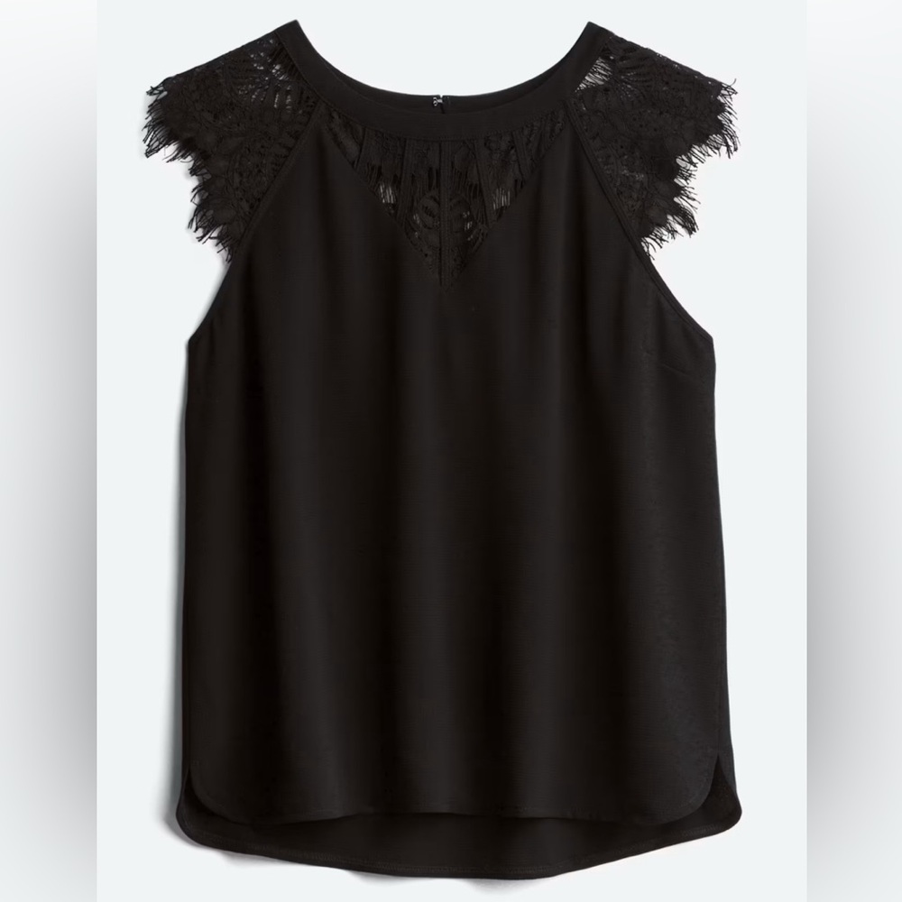 Jarred Lace Detail Cap Sleeve Black Blouse - Picture 5 of 6